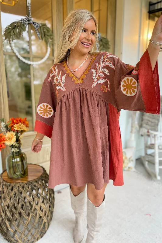 Tucker Embroidered 3/4 Sleeve Dress *FINAL SALE*