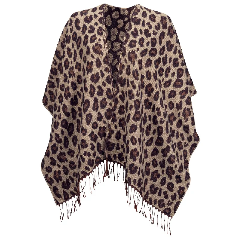 Leopard Kennedy Shawl Soft Knit Shawl Poncho