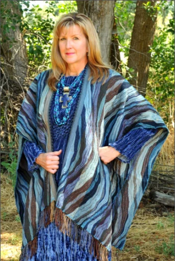 Rhonda Stark Italian Acrylic Collection: Shawl Ocean Wave, Fringe Warm Wool Shawl Cape