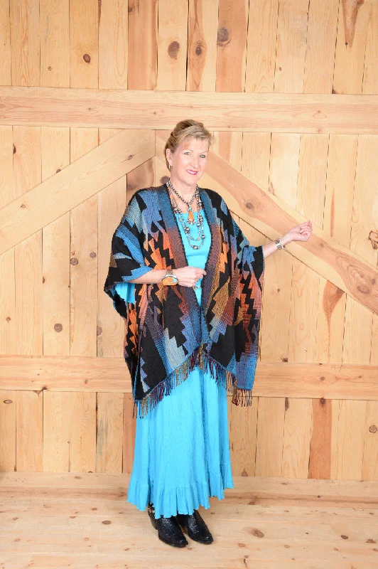 Rhonda Stark Italian Acrylic Collection: Shawl Thunderbird, Fringe Chic Chunky Knit Shawl