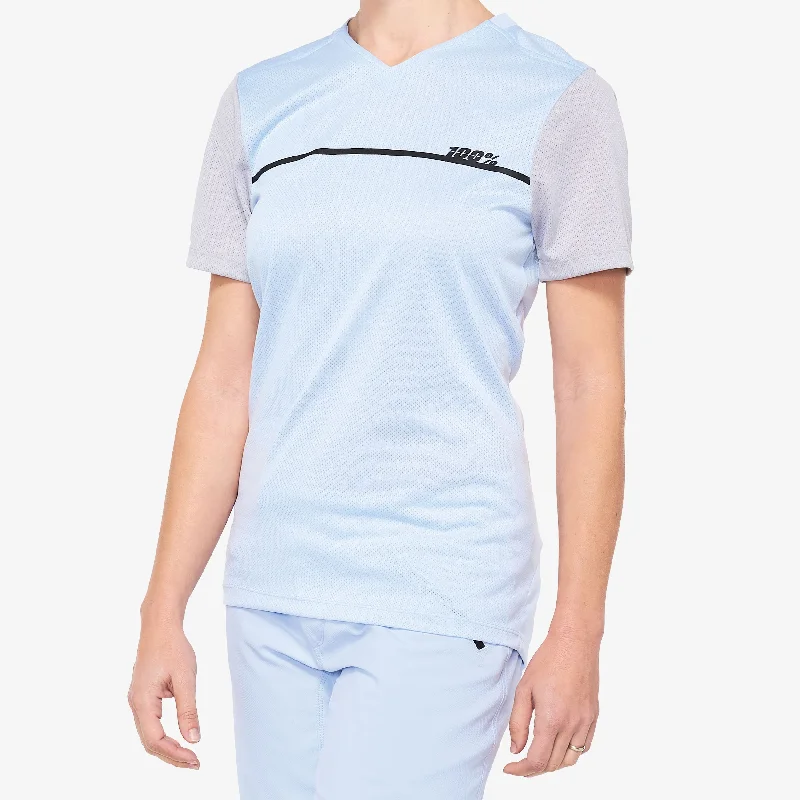 RIDECAMP Women's Jersey Powder Blue/Grey Pure White Jersey Tee