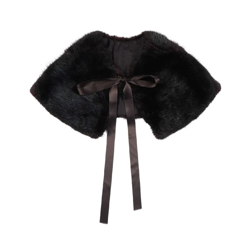 Vintage Mink Fur Shawl - Women's S Luxurious Silk Shawl Cape