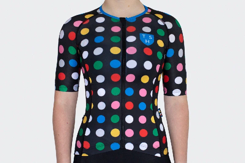 Women's Black Polka Dot Jersey (Medium Only) Dark Color Jersey Shirt