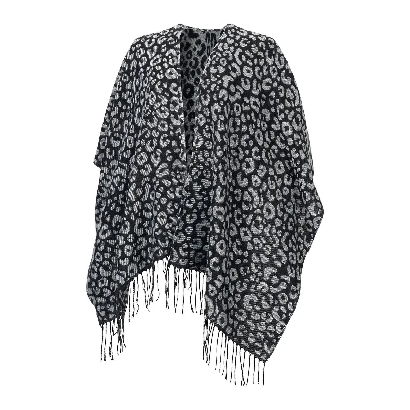 Black Leopard Kennedy Shawl Warm Knit Shawl Scarf