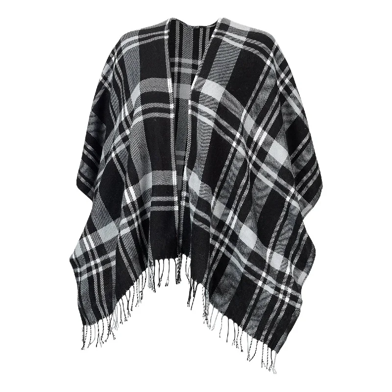 Black Plaid Kennedy Shawl Fashionable Pashmina Shawl