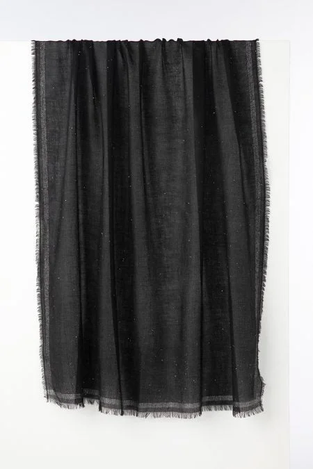 Kinross Cashmere Sequin Shawl - Black Fashionable Embroidered Shawl