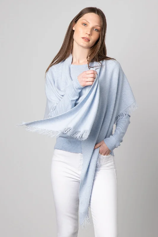 Kinross Cashmere Triangle Fringe Shawl Trendy Oversized Shawl Cape