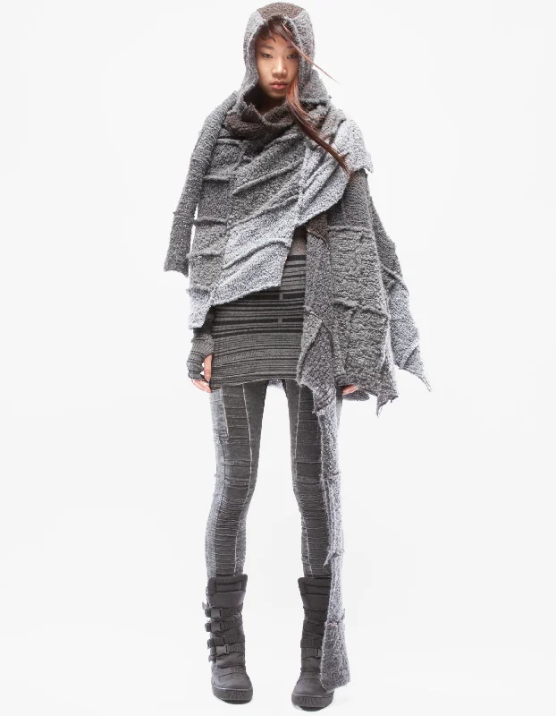 SHAWL HOOD UNION GREY Comfortable Plaid Shawl Wrap