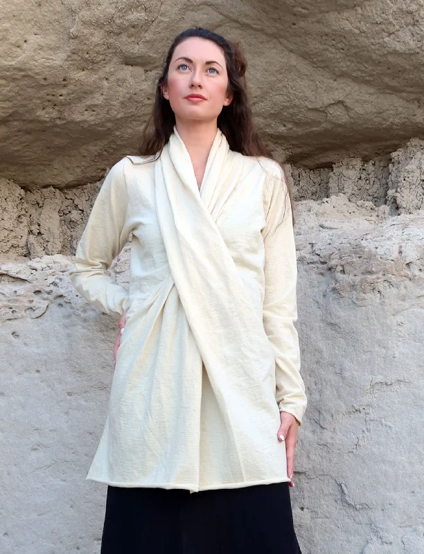 ORGANIC WOOL Shawl Collar Pencil Tunic Fashionable Wool Blend Shawl