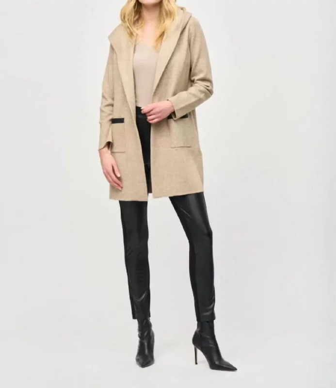 Shawl Collar Coat In Oatmeal Luxurious Cashmere Shawl Wrap