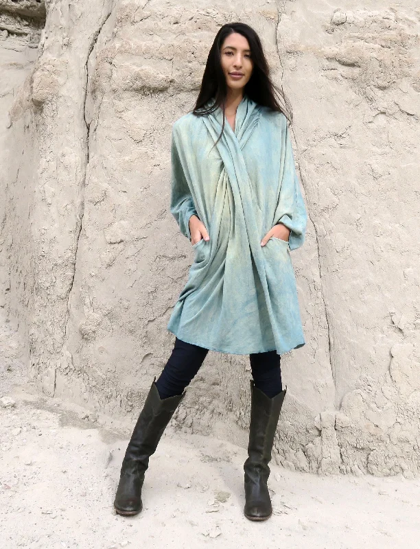 Shawl Collar Origami Short Kaftan Soft Knit Shawl Poncho