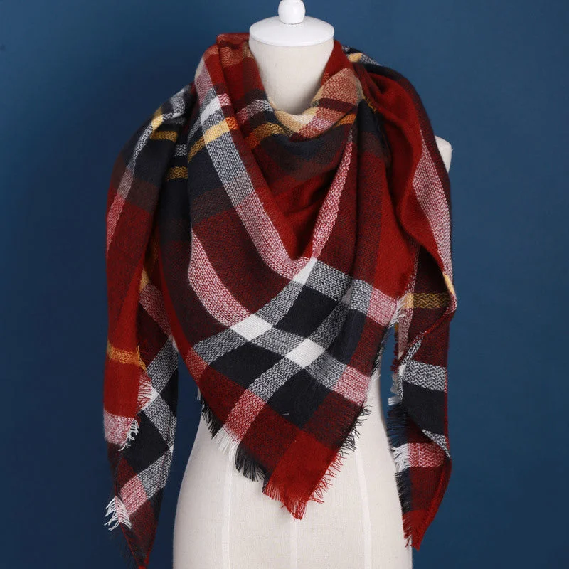 luxury Brand Design Soft Cashmere Women's Scarf Fashion Plaid Oversized Blanket Pashmina Shawl Warm in Warp Scarves Soft Cashmere Shawl Wrap