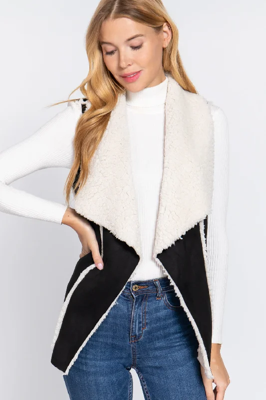 Shawl Faux Suede Fur Bonded Vest Soft Wool Shawl Wrap