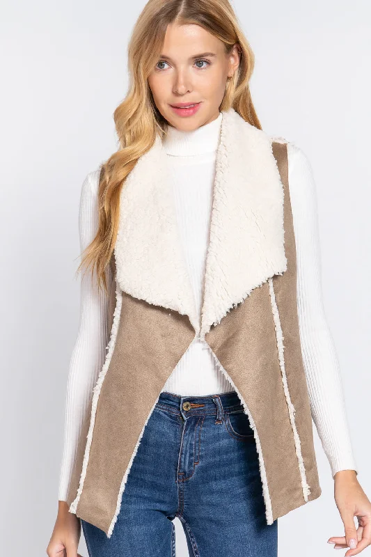 Shawl Faux Suede Fur Bonded Vest Elegant Velvet Shawl Wrap