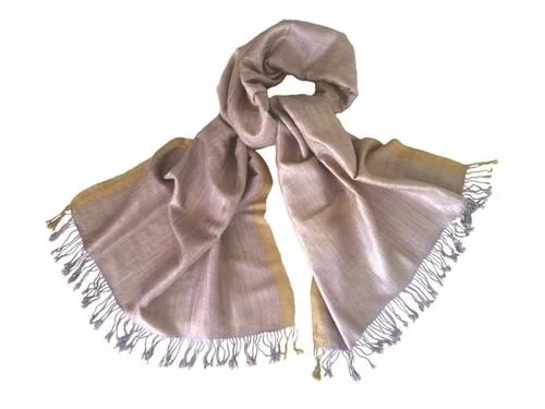 Avani Wild Silk Shawl in Frosted Lavender with Gold Border Stylish Long Shawl Wrap