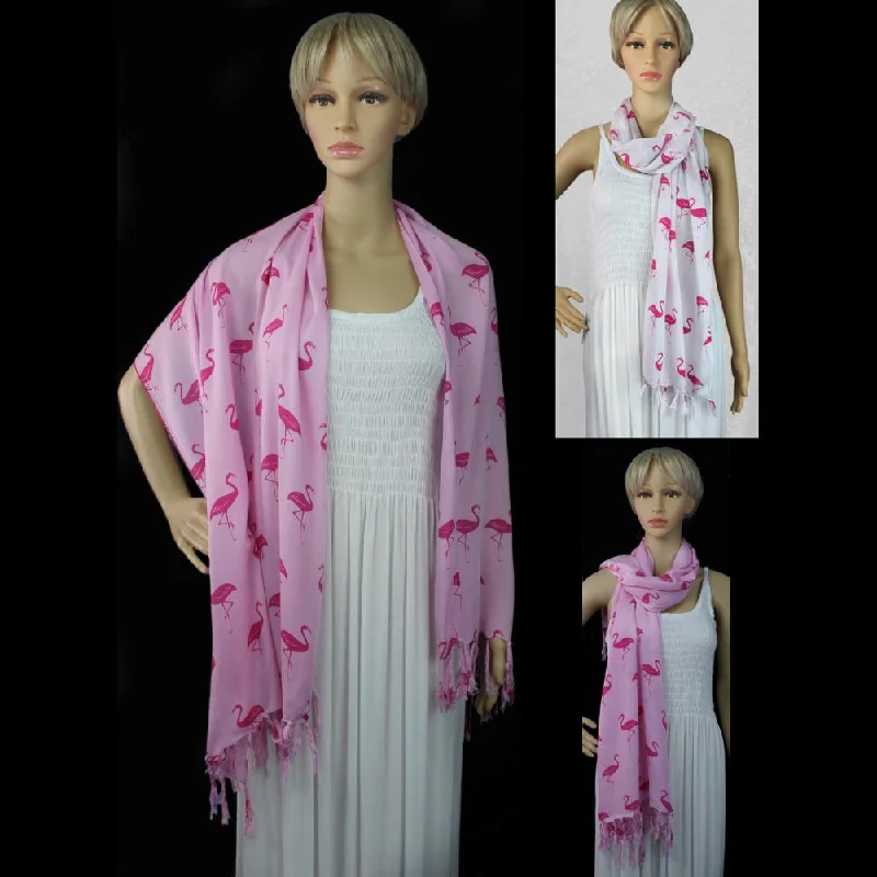 Flamingo Wide Scarf/Shawl Soft Faux Fur Shawl