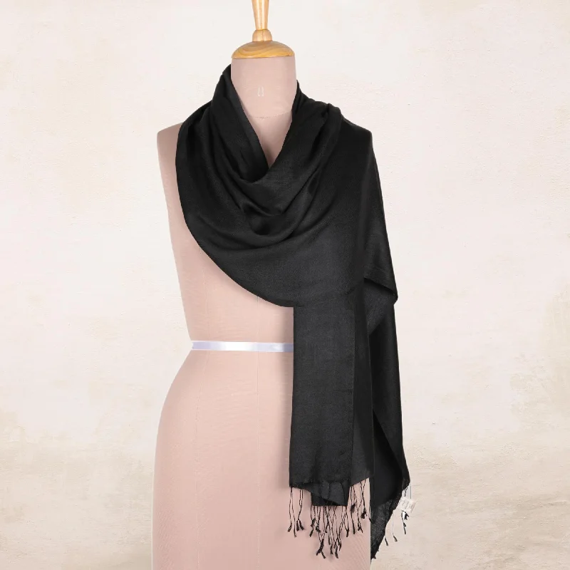 Onyx Nights Indian Silk Shawl Wrap Classic Wool Shawl Wrap