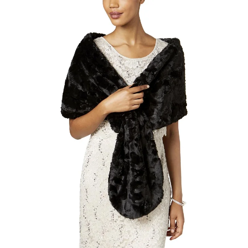 SL Fashions Womens Faux Fur Pull-Through Shawl/Wrap Luxurious Cashmere Shawl Wrap