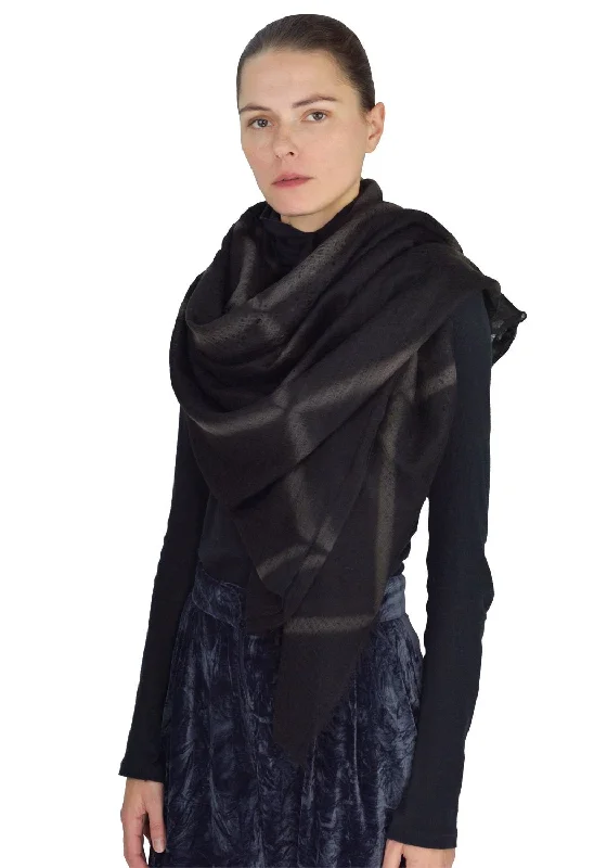 SUZUSAN 0002K-552 CASHMERE SHAWL BLACK/DARK GREY Warm Knit Shawl Wrap