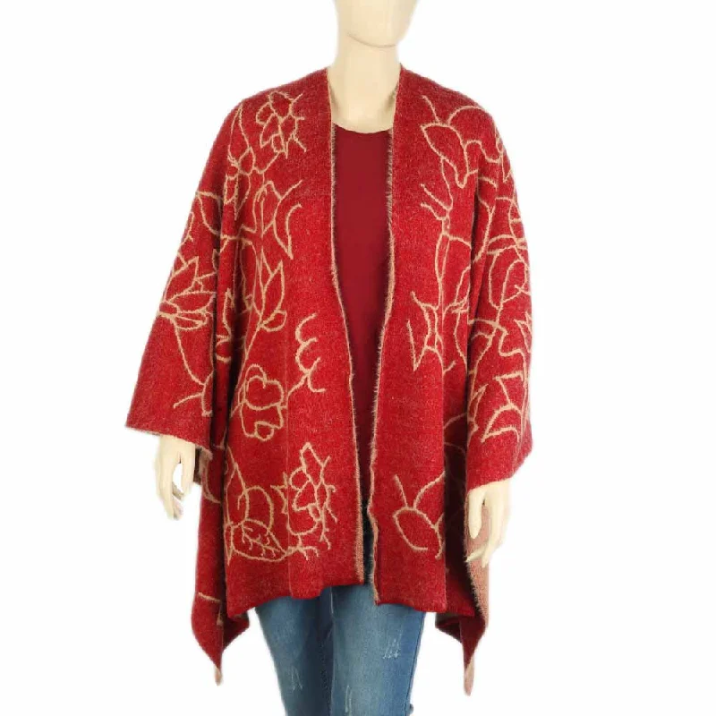 Women's Shawl - Maroon Elegant Silk Shawl Wrap