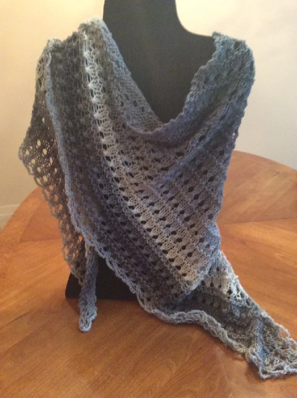 Black & Grey Acrylic Knit Summer Shawl Cozy Plaid Shawl Scarf