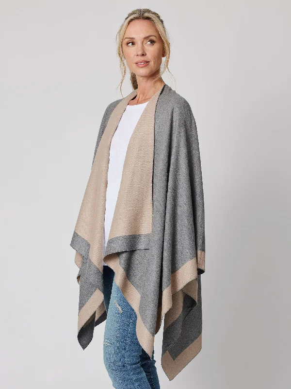 Captivated Reversible Shawl - Grey Trendy Oversized Shawl Cape