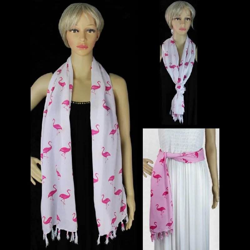 Flamingo Narrow Scarf/Shawl Chic Embroidered Shawl Wrap