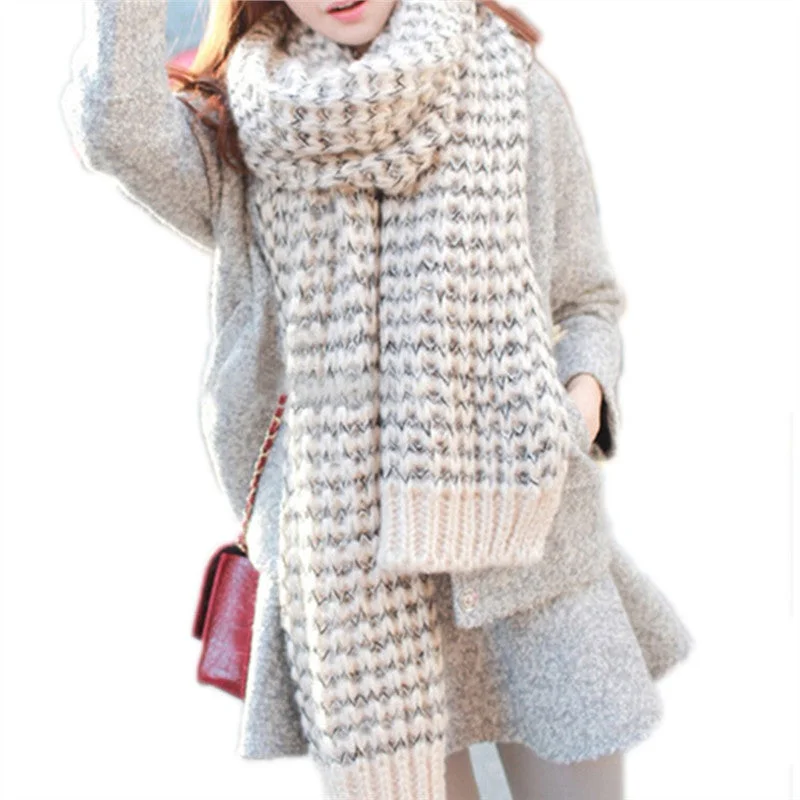 Lady Winter Long Mohair Wool Soft Warm Scarf Vogue Wrap Shawl Plaid Classic Shawl with Tassels