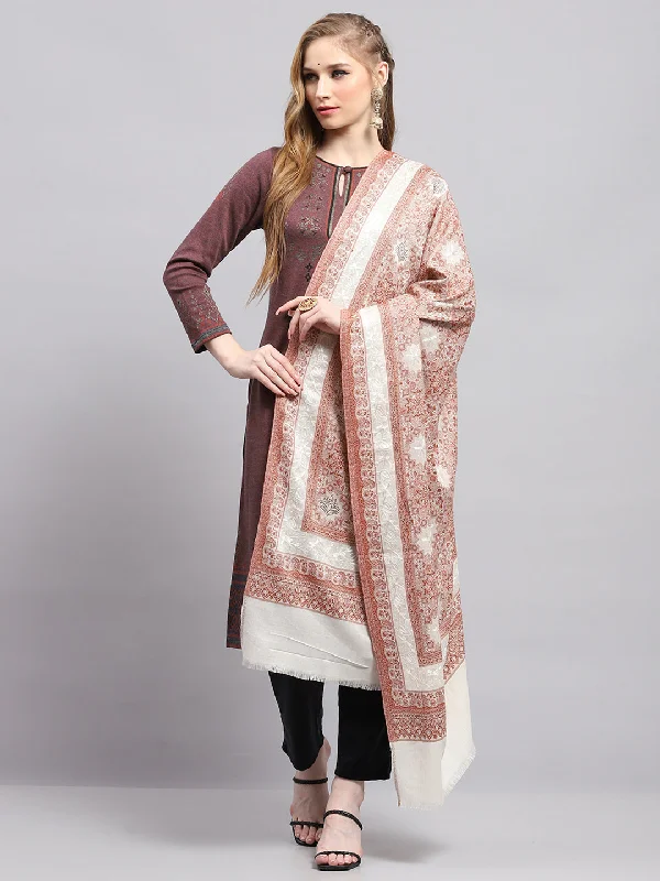 Women Brown Self Design Shawl Chic Knit Shawl Poncho