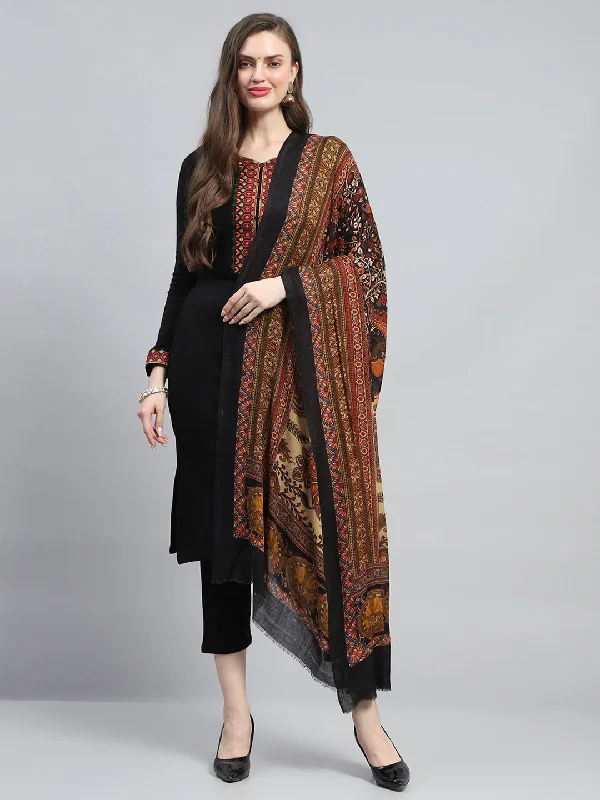 Women Multicolor Self Design Reversible Shawl Comfortable Silk Shawl