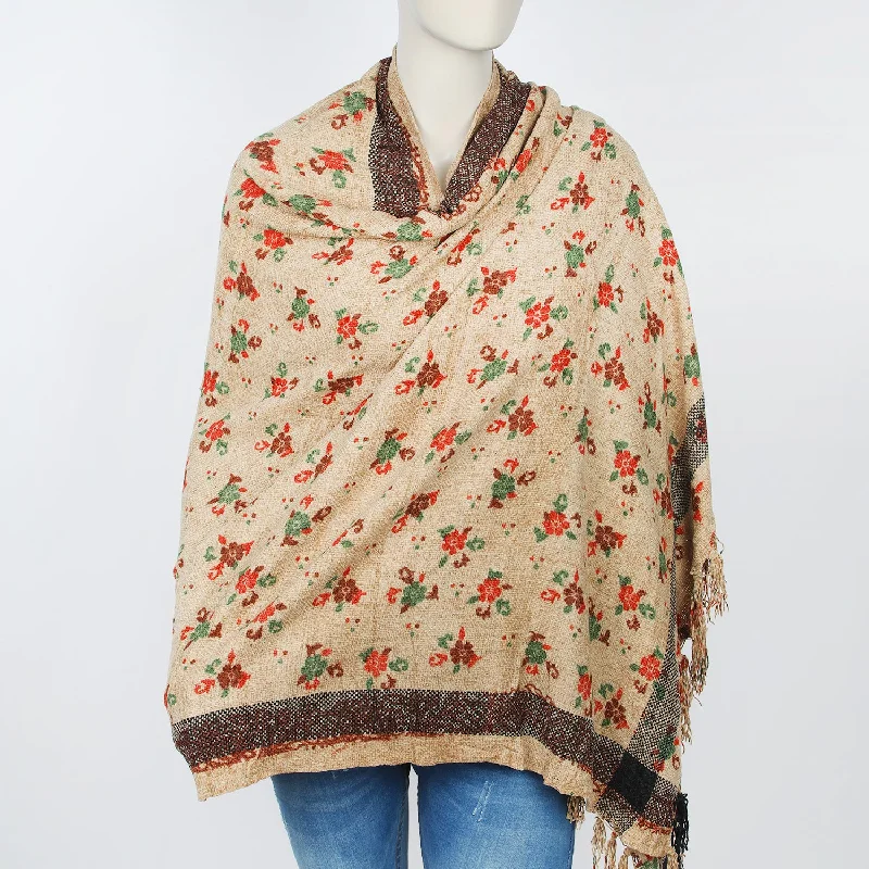 Women's Velvet Shawl - Beige Soft Cashmere Shawl Wrap